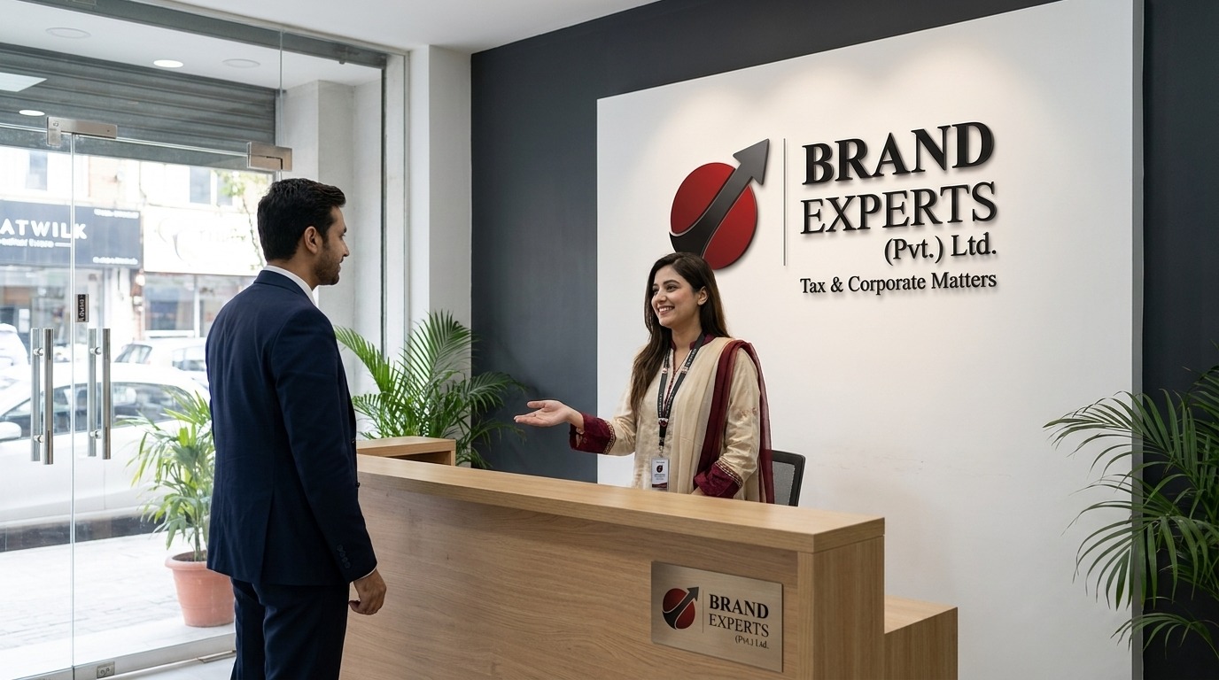 Brand Experts receptionist welcoming a client
